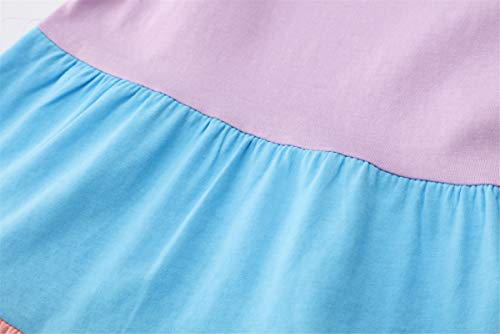 Image of HILEELANG Toddler Little Girl Summer Dress Sleeveless Cotton Casual Flower Shirt Playwear Jumper Skirt Sundress