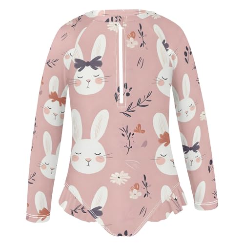 Cute Easter Bunny Rabbits One Piece Swimsuits for Girs Rashguard Swimwear with Zipper 3T 202b90862
