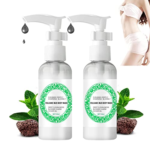 BJBXGDT Volcanic Mud Body Wash,Volcanic Mud Shower Gel-Fast Whitening,Deep Clean Skin Moisturizing Exfoliating Body Care (2)