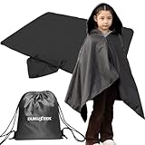 DUKUSEEK Hooded Stadium Blanket for Kids, Small Waterproof Outdoor Blankets with Fleece Linner, Kids Outdoor Wearable Blanket for Sporting Events, Camping, Picnic, Games, Stadium, 56x28