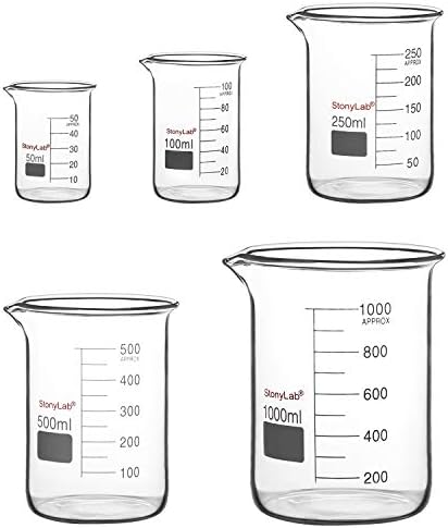 Becher in vetro da 600 ml con graduazione Tazza graduata in vetro borosilicato Attrezzatura da laboratorio chimica resistente alle alte temperature - Confezione da 3 (capacità: 600 ml) (600 ml