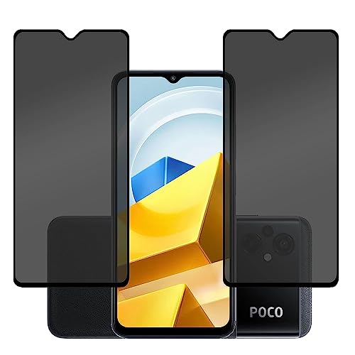 Image of Privacy Anti Spy Tempered Glass Guard Protector for Poco M5 (Anti Peeping /Black) Edge to Edge Full Screen Coverage, Pack of 2