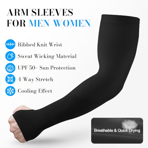 Image of Zibuyu Sun Protection Arm Sleeves for Men, Stylish Combo Bandana Biker Arm Sleeves for Men & Women, UPF 50 Hand Cover for Cycling, Basketball, Football, Golf, Cricket, Outdoor Sports
