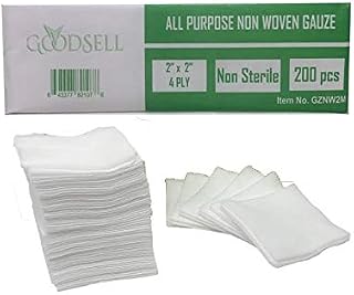200 PCS (2" X 2") Premium 4-ply Non-Woven, Non-Sterile Sponge Gauze Pad-Dental, Salon