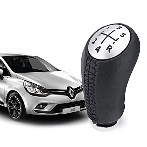 O³ Pommeau de Vitesse Clio 3 – EN CUIR - Levier de Vitesse 5 Vitesses pour Laguna / Megane 2 / Clio 4 / Scenic / Kangoo