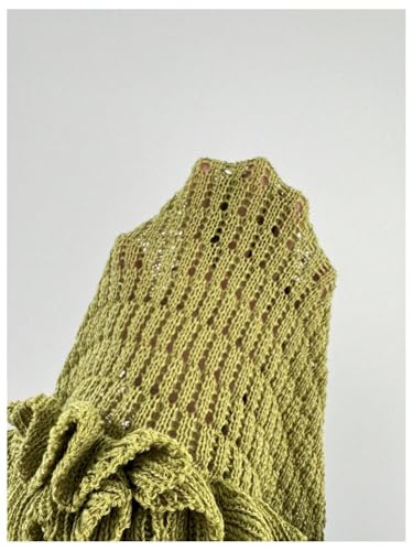 SHENHE Women's Swimsuit Cover Up Set 2 Piece Crochet Crop Halter Tops Ruffle Skirt Beach Outfits3