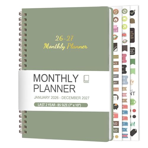 Monthly Planner 2026-2027, 2 Year Calendar 2026-2027 (Jan 2026 - Dec 2027), 7' x 10', 26-27 Monthly Calendar Planner, 24-Month Planning Book for Home School Office Supplies