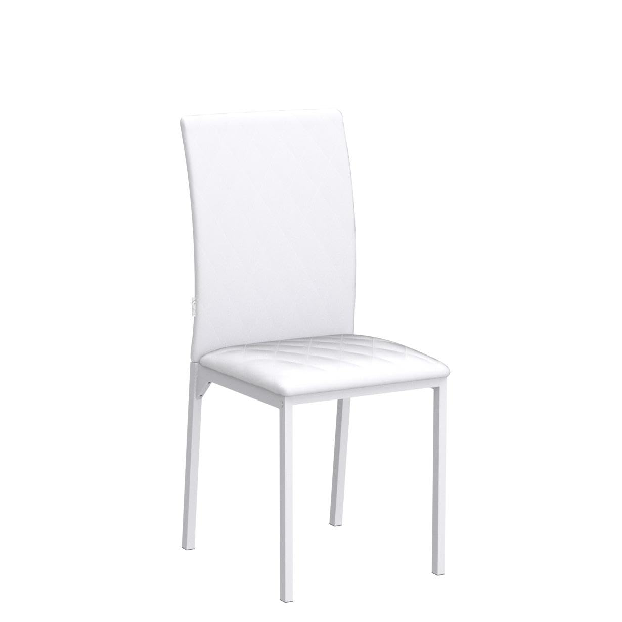 HOMCOM Set 4 Sedie per Soggiorno o Sala da Pranzo, Sedie Imbottite e Rivestite in Pelle PU Bianca, 41x50x91cm