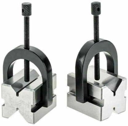 PRECISION V-BLOCK SET 1-3/8" x 1-1/2" x 1-3/4" WITH 2 BLOCKS & 2 CLAMPS.
