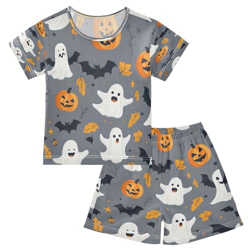 senya Short Sleeve Pajamas Sets Summer Cotton Sleepwear Ghost Pumpkin Leaves