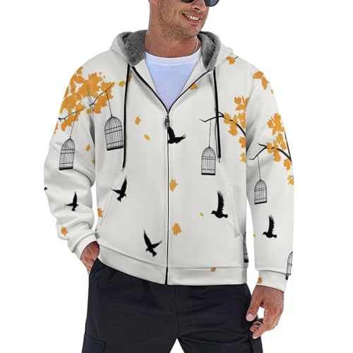 Chaqueta de forro polar acolchada contra el frío para hombre con capucha espaciosa