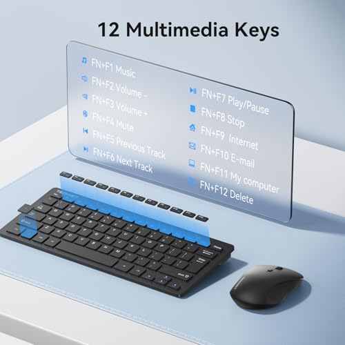 Image of TECKNET Wireless Keyboard and Mouse Combo, 2.4G Mini Cordless Computer Keyboard and Mouse Set, Silent Adjustable 1600 DPI, Quiet Click, Lag-Free for Computer, Laptop, PC, Windows, Mac, Chrome OS