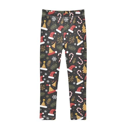 Girls' Athletic Leggings Ankle Length Yoga Dance Pants Kids Teen 4T Christmas Hat Snow