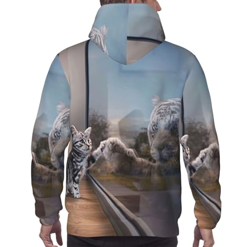 Sweat à capuche imprimé chat tigre réfléchissant EdWal pull décontracté - 4
