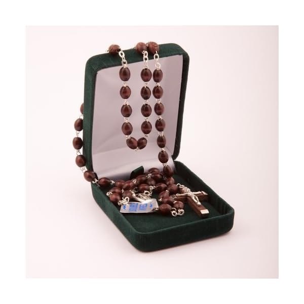 Bruine houten rozenkrans. sterke rozenkrans kralen met houten kruisbeeld