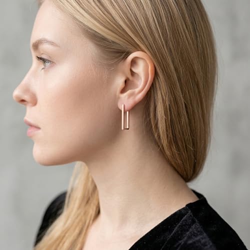Boucles d'oreilles carrées rectangle argent hypoallergénique