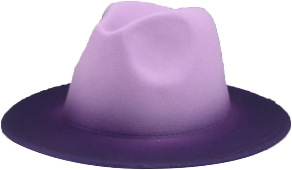Womens Fedora Hats Gradient Color Patchwork Unisex Hats Felted Black Red Street Casual Hat