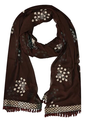 Image of YOUTHQUAKE Heavy Embroidered Work Chiffon Dupatta for Womens & Girls With Fancy Lace