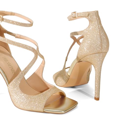 DREAM PAIRS Women's High Heels Sexy Cross Square Open Toe Strappy Dressy Sexy Stylish Stilettos Heels Sandals 5
