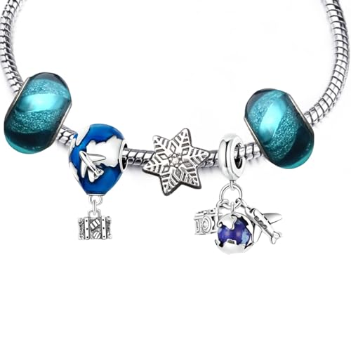 Pulseira Mundo Banhada a prata - Modelo Pulseira Pandora Vivara Life para berloque de Prata (18cm)