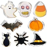 JOB JOL Halloween Cookie Cutters 8 PCS, 3'' to 3.6'', Ghost, Pumpkin, Bat, Black Cat, Hat, Skull, Candy Corn, Spider