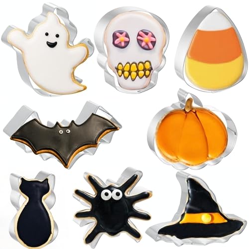 JOB JOL Cookie Cutters 8 PCS, Halloween Cookie Cutters, 3\'\' to 3.6\'\'