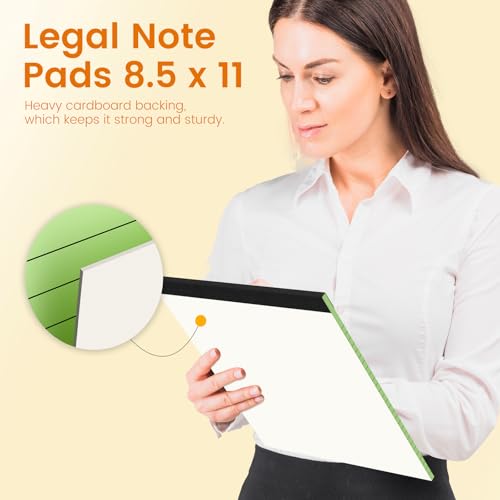 Legal Pads 8.5 x 11 Colored Note Pads, 6 Pack Wide Ruled Notepads 8.5 x 11 Lined Paper, Colored Notebook Paper Writing Pads 30 Sheets per Colored Paper Pads 8.5 x 11 for Home Offic image 2