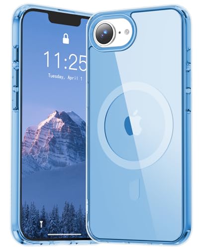 Coque iPhone 16e bleu magnétique compatible MagSafe avec protection antichoc