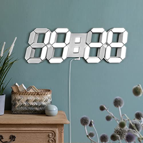 Covery Modern 3D Led Wall Clock With Remote Control, 9.7 Inch Digital Alarm Clock For Office, Home, Bedroom - Corded Electric, Silent, Auto-Dimming (Includes Power Cord, Adapter Not Included) #TOP24