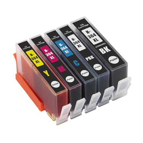 Go Inks Compatible 364XL Set of Ink Cartridges - Multipack Replacement for HP 364 XL - High Capacity Black, Photo, Black, Cyan, Magenta, Yellow for HP Photosmart Printers (Pack of 5)