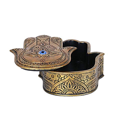 Boîte dorée Hamsa décorative au design sculpté et finitions premium - 2