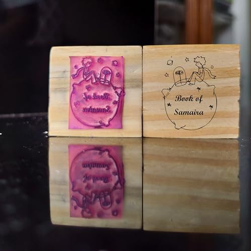 Image of Kunya Personalised Book Stamp with Your Name(3.5 cm Dia), customised for Stamping Books for Readers, Great Gift for booklovers, Kids, Teachers (Out of the World)