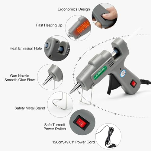 Mini Hot Glue Gun Kit with 30 Glue Sticks - Fast Preheating Hot Melt Gun, High Temp for School Crafts DIY Arts and Quick Home Repairs(Grey) - Image 4