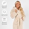 Brentfords Dressing Gown Womens Teddy Marl, Mothers Day Gifts Bathrobe with Hood & Pockets Soft Warm Comfy Luxury Oversized Ladies Dressing Gowns, Beige One Size #5