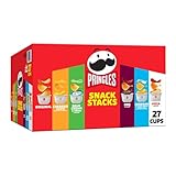 Pringles Snack Stacks Potato Crisps Chips, Flavored Variety Pack, Original, Sour Cream and Onion, Cheddar Cheese, BBQ, Pizza, Cheddar and Sour Cream, 19.5 oz (27 Cups)