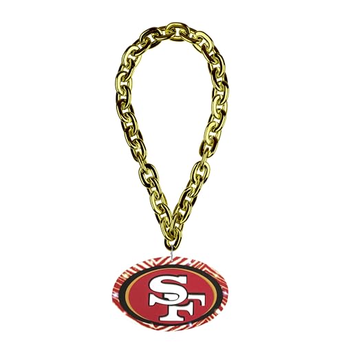 Zubaz x NFL Big Logo Oversized Football Fan Chain Necklace 35 Team Color Chain with Zebra Print Details San Francisco 49ers