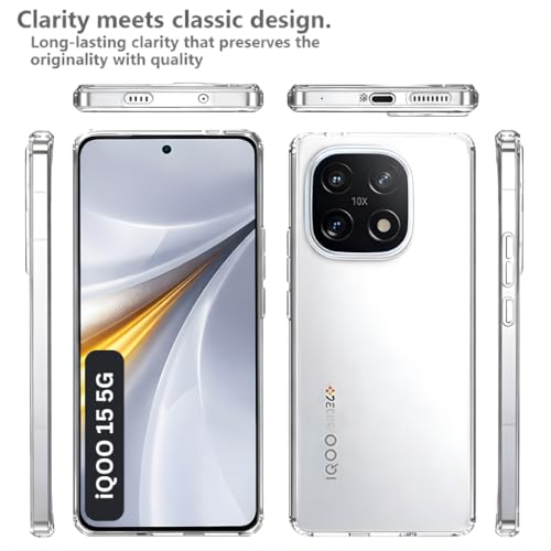 Image of Crystal Clear Hard Case Cover for iQOO 15 5G - Ultra Hybrid Transparent Shockproof Back Cover with Anti-Yellow | Camera Protective Case
