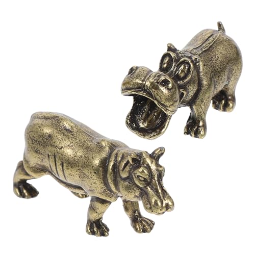 ifundom 2pezzi Statua Di Ippopotamo in Miniatura in Di Zinco Da Vintage Per Interni Decorazione Da Giardino in Animale Per Scrivania