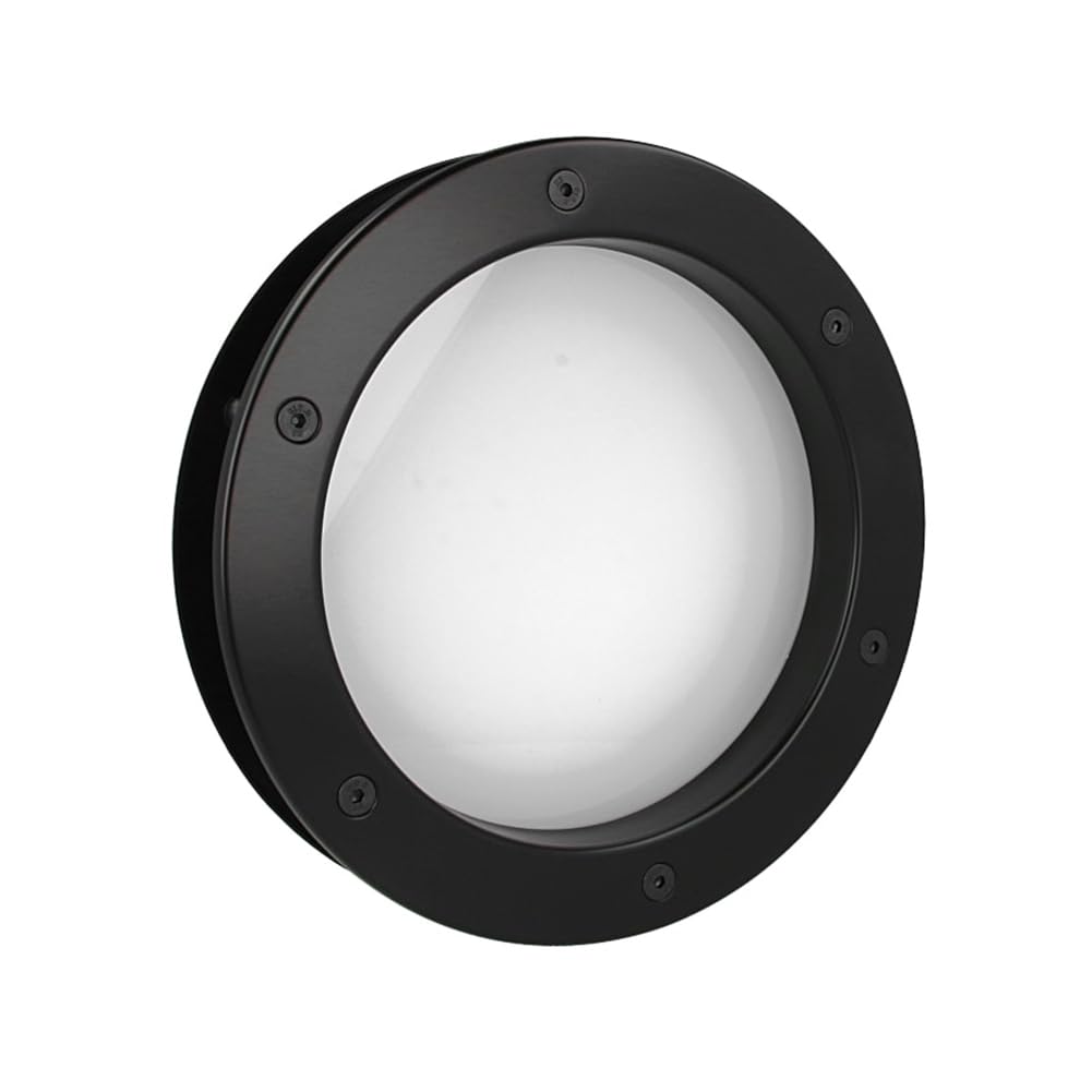 MLS Porthole B4000, Porthole for Doors, Made of Robust Aluminium, VSG Glass, Suitable for 40 mm Thick Doors, Visible Mounting Screws on Both Sides, 300 mm Diameter, Matte Glass, Black