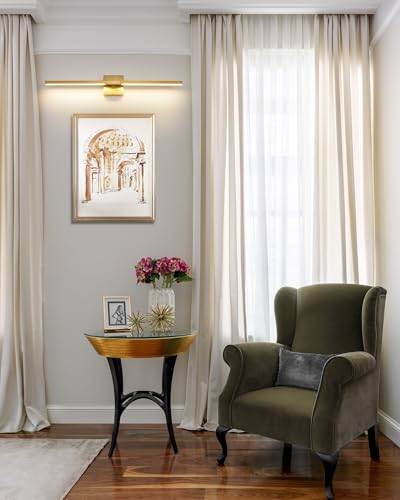 Image of Rayogale Gold Battery Operated Wall Sconce with Remote Control 36 Inch | 3000 /4500 /6000K Dimmable 8000mAh Wireless Rechargeable Wall Sconces Set of Two with Timer for Living Room, Bedroom, TV