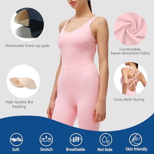 Image of LOVESOFT Workout Jumpsuits for Women Sleevesless Bodycon Backless Unitard