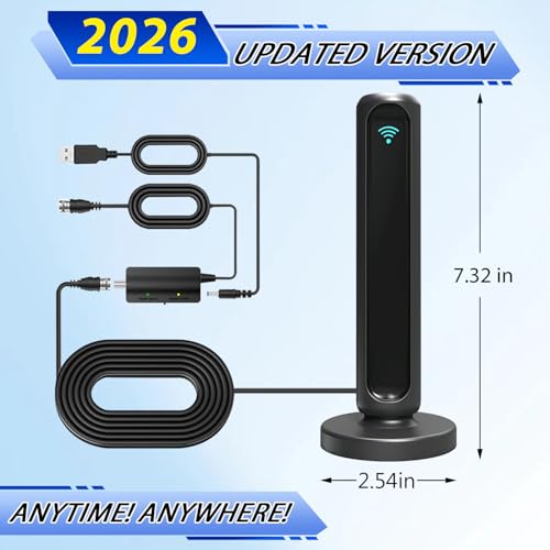 Image of Outdoor Digital Antenna for Smart TV, Long Range HDTV Antenna Indoor Outdoor with Amplifier Signal Booster - Digital TV Antenna for Local Channels, 4K 1080p Reception for All Smart TVs (Black A)