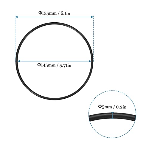 Miniatura 3 de Quarkzman 155mm X 145mm X 5mm Nitrilo Goma Juntas Tóricas X 1uds Redondo Junta Arandela Para Grifo Plomería Reparación Sellado Conexión Negro