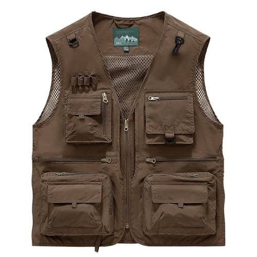 Chaleco de pesca para hombre sin mangas exterior transpirable con bolsillos