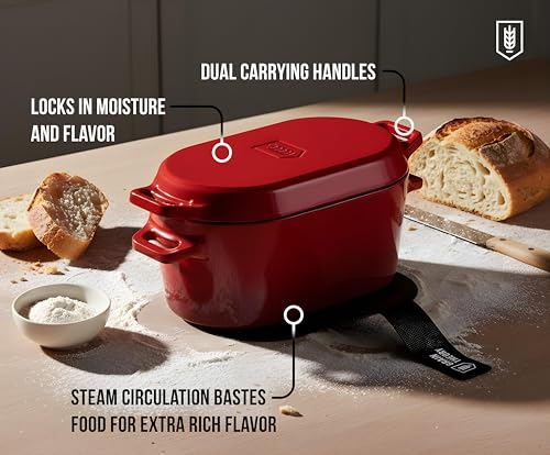 KooK Enameled Cast Iron Dutch Oven for Sourdough Bread Baking - 3.4 Qt Pot with Lid for Even Heat Distribution - Includes Silicon Bread Sling and Recipe Book for Home Bakers - Image 5