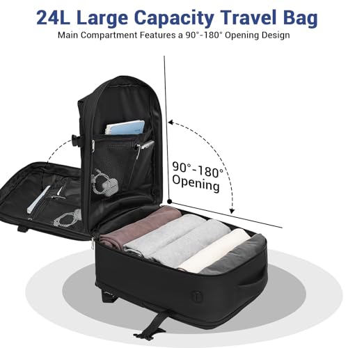 KONO Handgepäck Rucksack 40x20x25 & 40x30x20 Ryanair-konform, 20L & 24L Leichter Reiserucksack mit 15.6 Zoll Laptopfach, Flugzeugtaugliches Kabinengepäck für Herren & Damen (Schwarz, 40x30x20cm)
