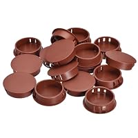 Produktbild von 16x QUARKZMAN Kunststofflochstopfen 35 Mm – Flache Einsteckstopfen, Braun, Für Möbel, Paneele & Elektroboxen