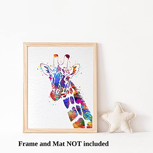 Dignovel Studios 8X10 Unframed Giraffe Watercolor Print Animal Wall Decor Children Boy Girl Kids Baby Room Nursery Interior Decor Bedroom Children's Art N421 #TOP2