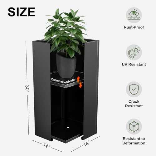 Metal Planter Box, Planter Boxes Outdoor Heavy Duty Metal Garden Planter Spliced Flower Pot with Partitions, All-Weather Use with Drainage Holes for Patio/Porch-30 x 14" x 14" - Image 4