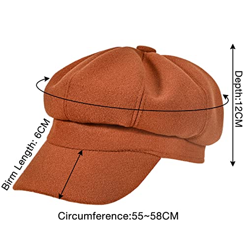 Women’s Newsboy Cap Wool Blend Retro Solid Color Girls Fashion Gatsby Cabbie Visor Beret Hat Caramel #TOP3